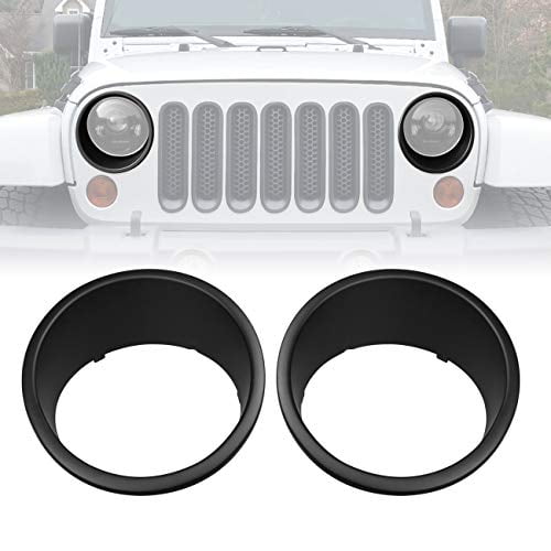 Opar Matte Black Headlight Bezels Headlight Cover Trim for 2007-2017 Jeep Wrangler JK /& Wrangler Unlimited
